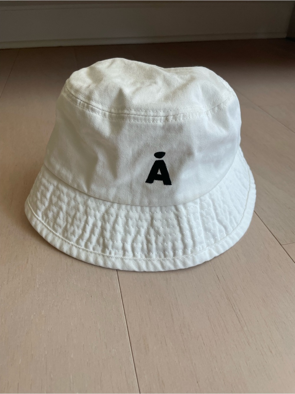 ALAND White Bucket Hat with Black Logo